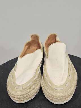 Bottega Veneta Cream and White Espadrille Slip-On Shoes